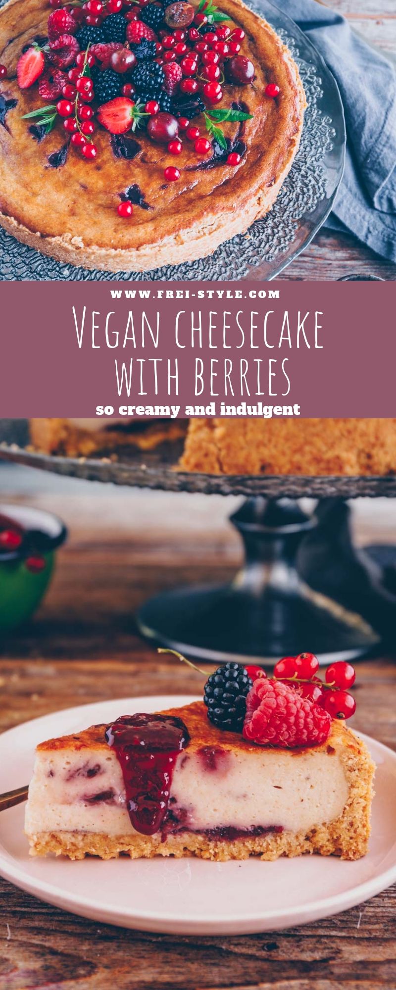 Vegan cheesecake with raspberries * Freistyle by Verena Frei